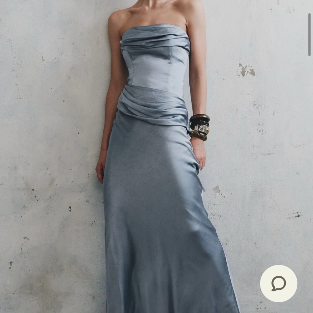 Meshki Blue Strapless Gown for Weddings with Matching Tie (optional) - Picture 5 of 11